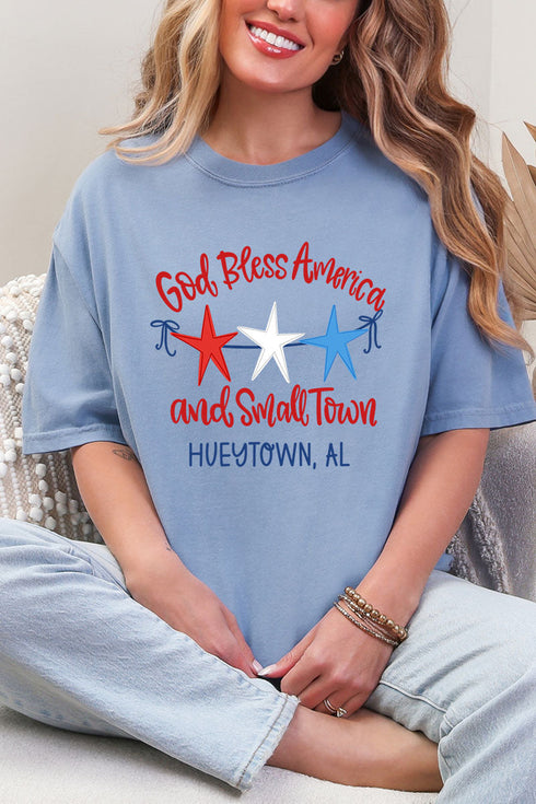 Personalized God Bless America And Small Town Comfort Colors Adult Ring-Spun Cotton Tee
