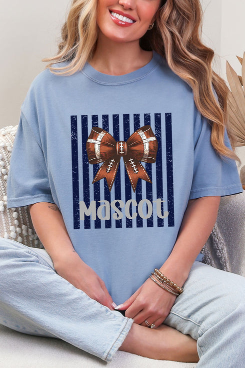 Personalized Navy Varsity Bow Comfort Colors Adult Ring-Spun Cotton Tee *Enter Mascot Name