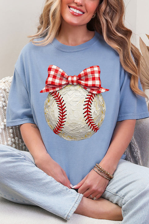Painted Baseball Bow Comfort Colors Adult Ring-Spun Cotton Tee