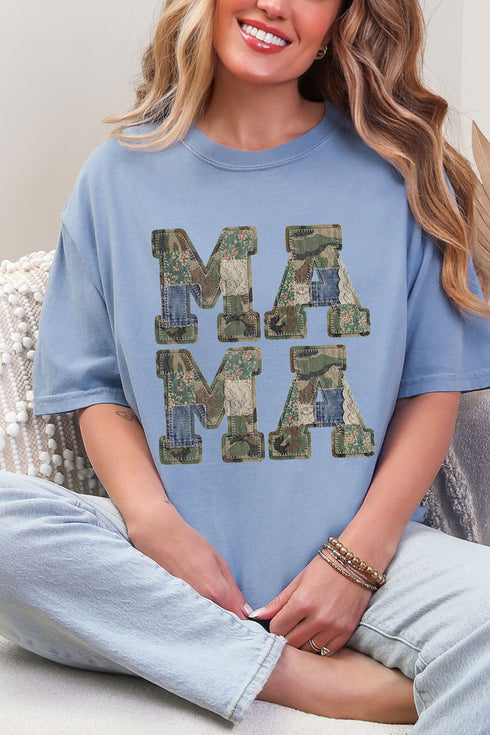 Patchwork Camo Mama Comfort Colors Adult Ring-Spun Cotton Tee