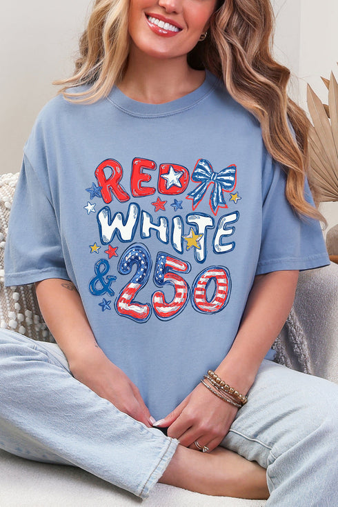 Red, White & 250 Comfort Colors Adult Ring-Spun Cotton Tee