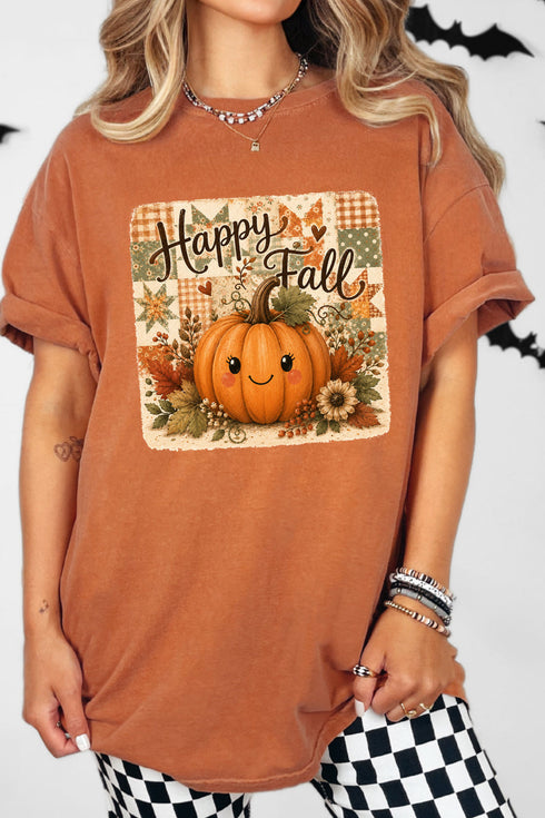 Happy Pumpkin Patchwork Comfort Colors Adult Ring-Spun Cotton Tee