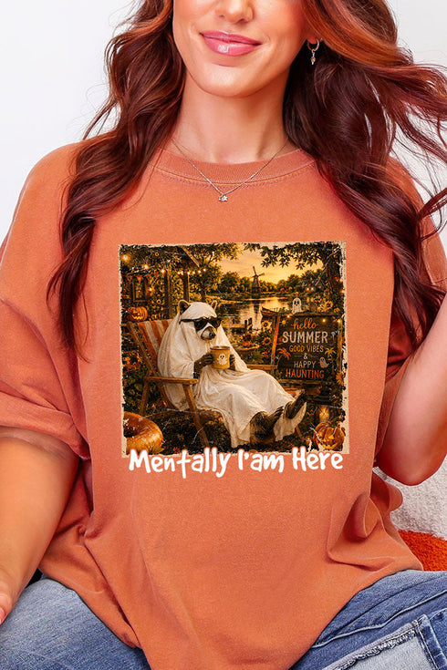 Mentally I Am Here Raccoon Comfort Colors Adult Ring-Spun Cotton Tee