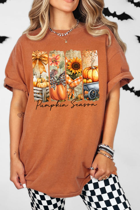 Pumpkin Season Collage Comfort Colors Adult Ring-Spun Cotton Tee