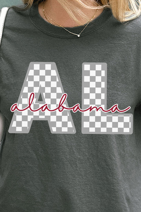 Alabama Checkered Comfort Colors Adult Ring-Spun Cotton Tee