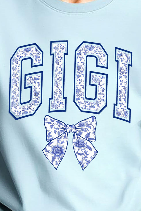 Arched Gigi Blue Chinoiserie Comfort Colors Adult Ring-Spun Cotton Tee