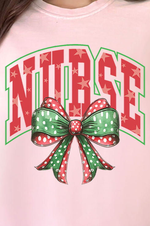 Arched Red and Green Nurse Comfort Colors Adult Ring-Spun Cotton Tee