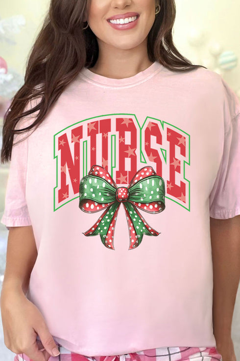 Arched Red and Green Nurse Comfort Colors Adult Ring-Spun Cotton Tee