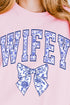 Arched Wifey Blue Chinoiserie Comfort Colors Adult Ring-Spun Cotton Tee