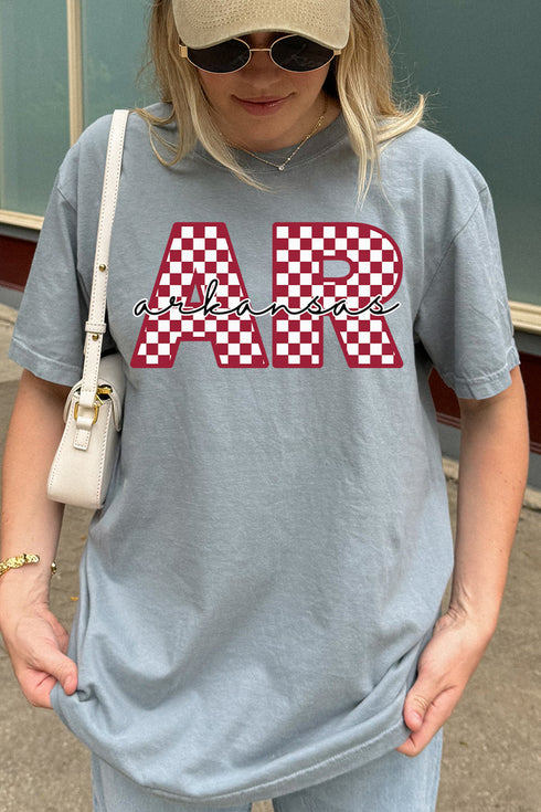 Arkansas Checkered Comfort Colors Adult Ring-Spun Cotton Tee
