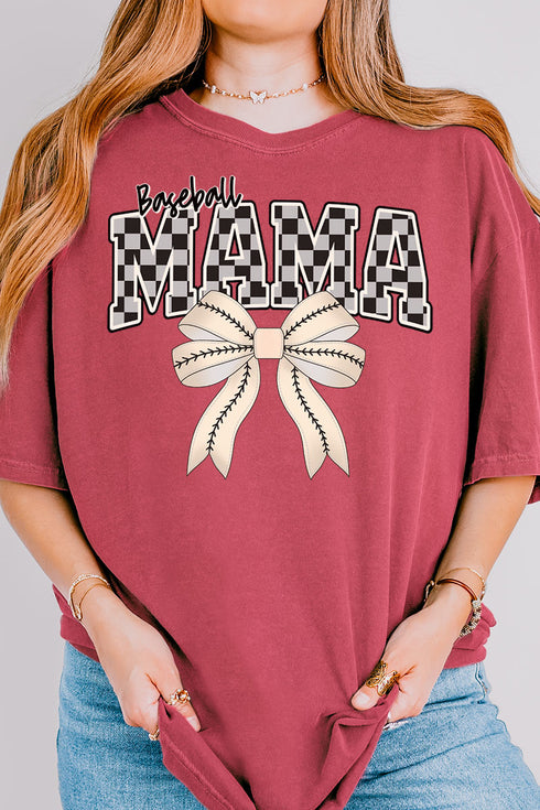 Baseball Checkered Mama Comfort Colors Adult Ring-Spun Cotton Tee