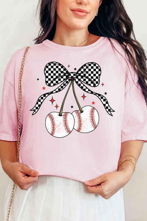 Baseball Cherries Comfort Colors Adult Ring-Spun Cotton Tee