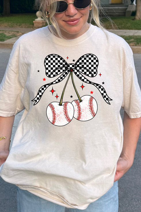 Baseball Cherries Comfort Colors Adult Ring-Spun Cotton Tee