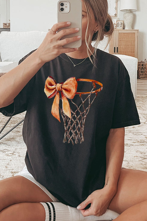 Basketball Girly Coquette Comfort Colors Adult Ring-Spun Cotton Tee