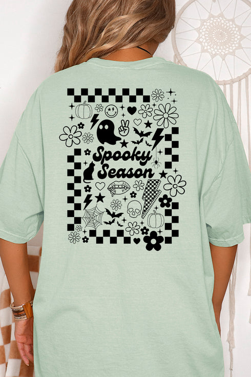 Retro Spooky Season Front & Back Comfort Colors Adult Ring-Spun Cotton Tee