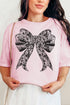 Black Lace Bow Comfort Colors Adult Ring-Spun Cotton Tee