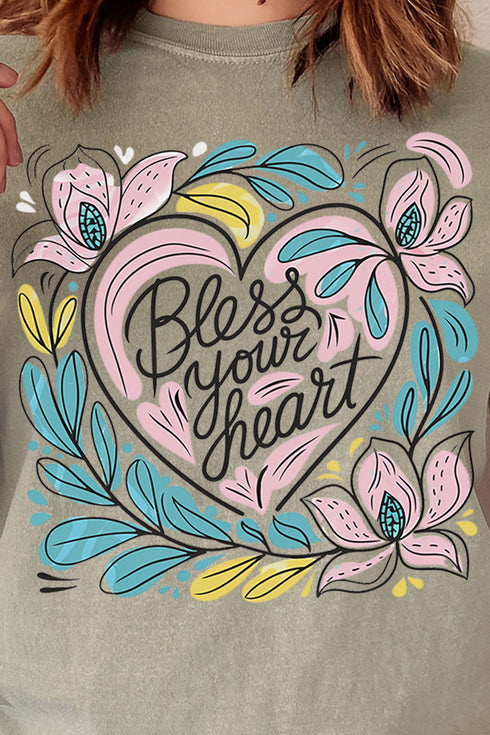 Blooming Bless Your Heart Comfort Colors Adult Ring-Spun Cotton Tee