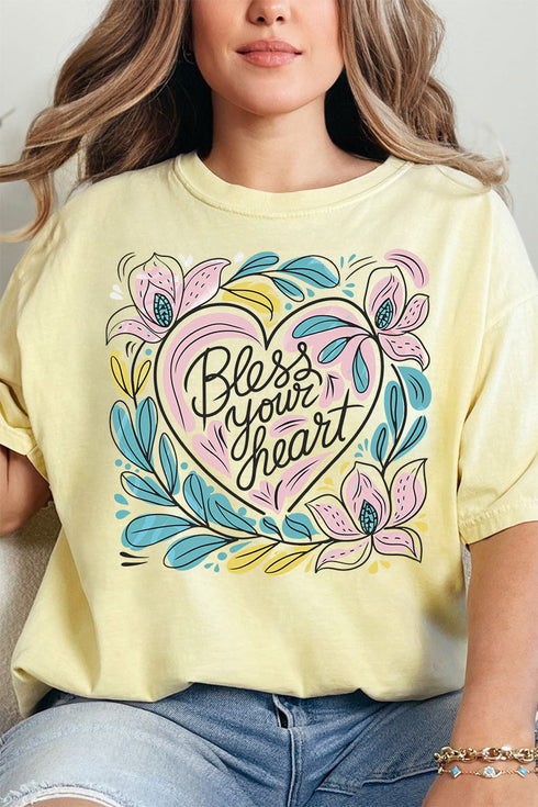 Blooming Bless Your Heart Comfort Colors Adult Ring-Spun Cotton Tee