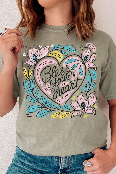 Blooming Bless Your Heart Comfort Colors Adult Ring-Spun Cotton Tee