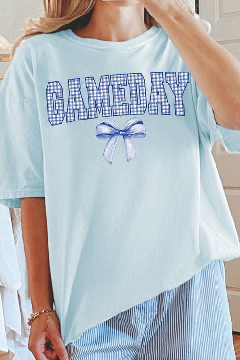 Blue Gingham Gameday Comfort Colors Adult Ring-Spun Cotton Tee