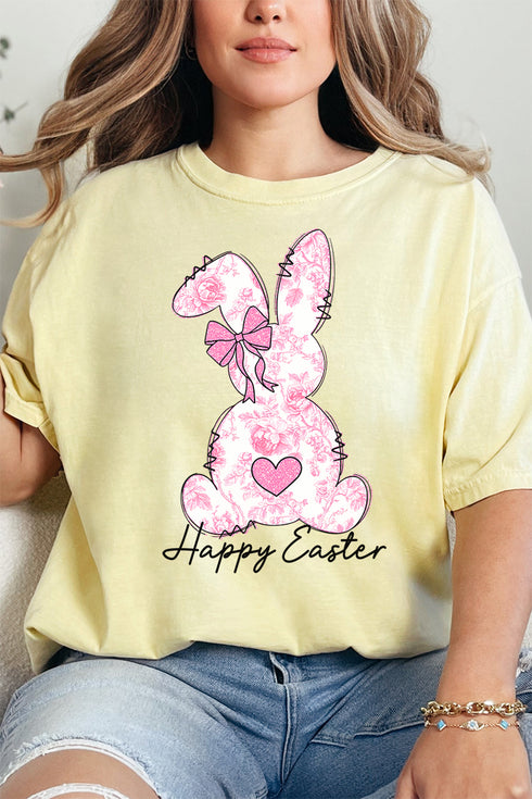 Blush Bunny Happy Easter Comfort Colors Adult Ring-Spun Cotton Tee
