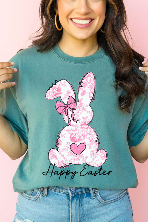 Blush Bunny Happy Easter Comfort Colors Adult Ring-Spun Cotton Tee