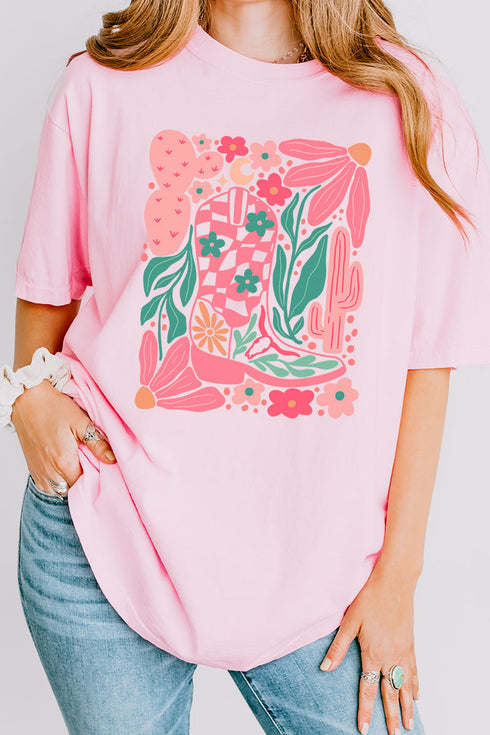 Boho Cowgirl Boot Comfort Colors Adult Ring-Spun Cotton Tee