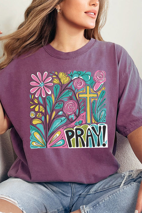 Boho Doodle Pray Comfort Colors Adult Ring-Spun Cotton Tee