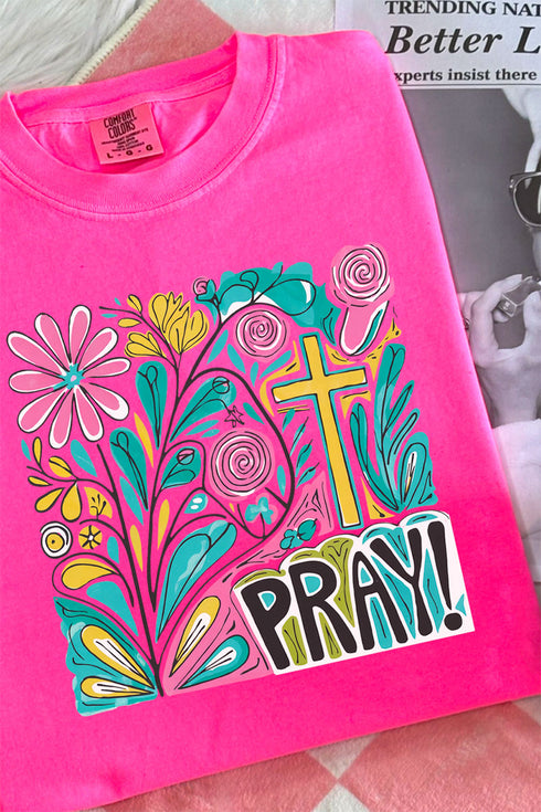 Boho Doodle Pray Comfort Colors Adult Ring-Spun Cotton Tee