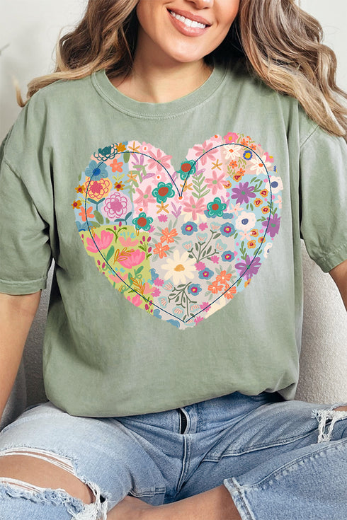 Boho Floral Heart Comfort Colors Adult Ring-Spun Cotton Tee
