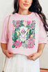 Boho Floral Steer Comfort Colors Adult Ring-Spun Cotton Tee