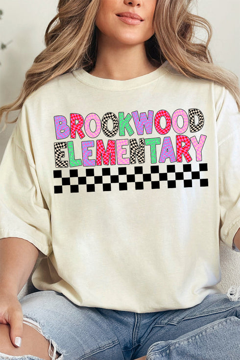 Brookwood Elementary Checkered School Comfort Colors Adult Ring-Spun Cotton Tee