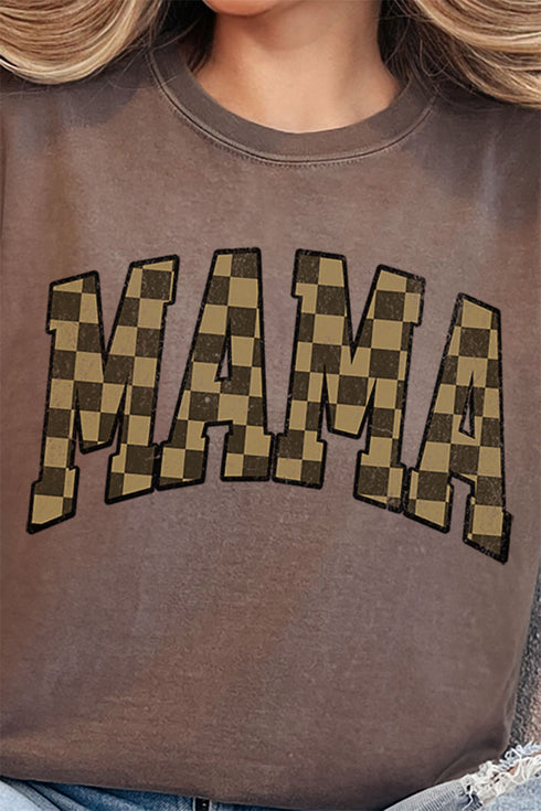 Olive Checkered Mama Comfort Colors Adult Ring-Spun Cotton Tee