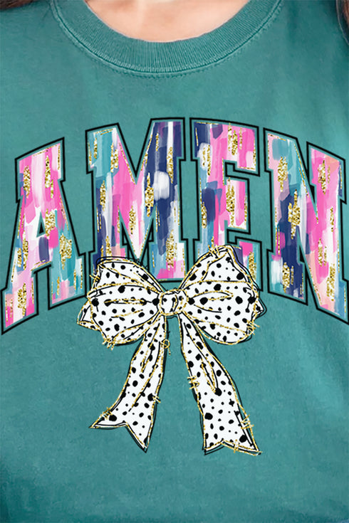 Brushed Amen Bow Comfort Colors Adult Ring-Spun Cotton Tee