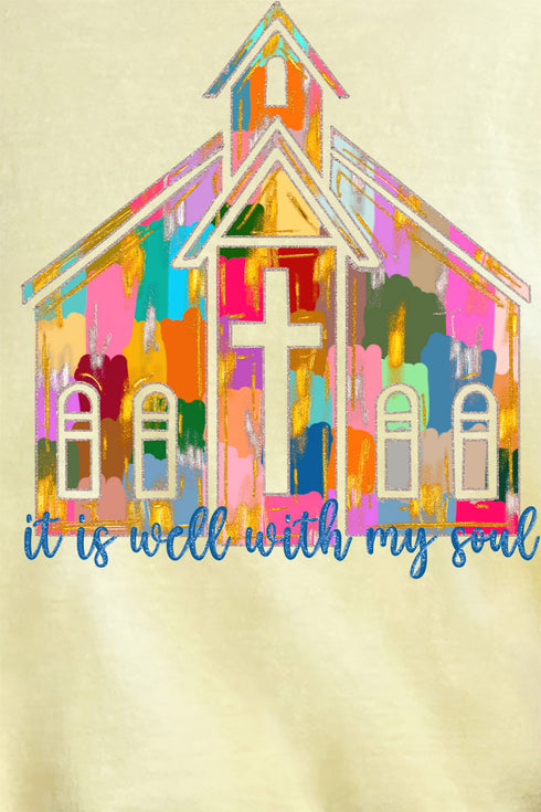 Brushed Colorful It Is Well With My Soul Comfort Colors Adult Ring-Spun Cotton Tee