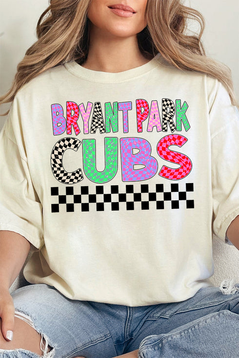 Bryant Park Cubs Checkered School & Mascot Comfort Colors Adult Ring-Spun Cotton Tee