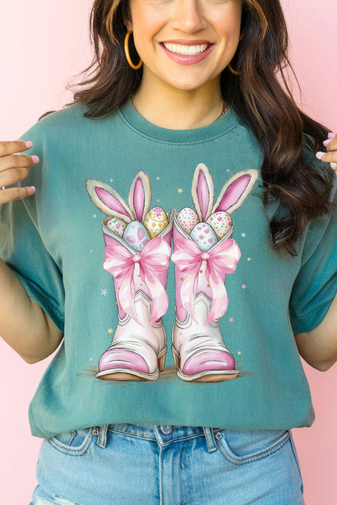 Bunny Bow Boots Comfort Colors Adult Ring-Spun Cotton Tee