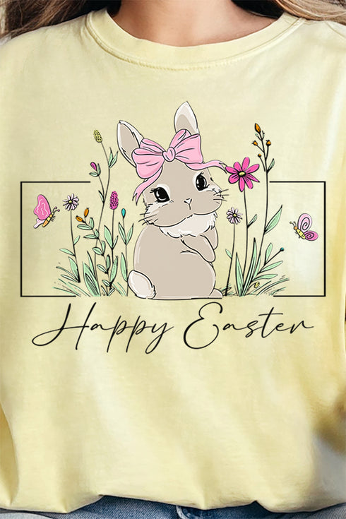 Bunny Girl Happy Easter Comfort Colors Adult Ring-Spun Cotton Tee