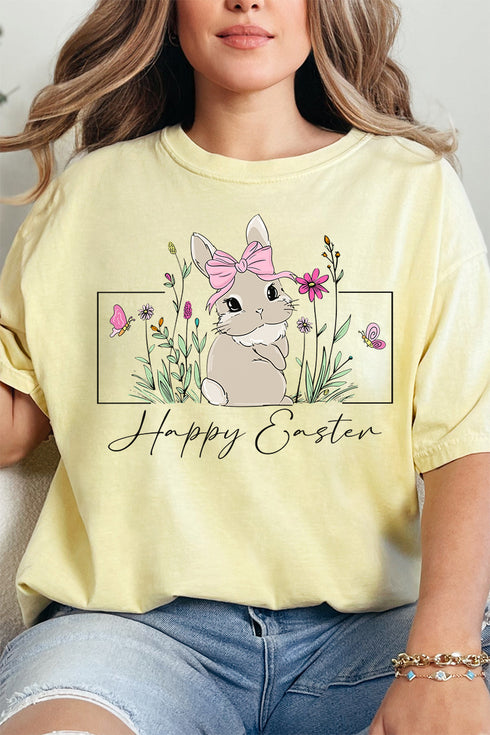 Bunny Girl Happy Easter Comfort Colors Adult Ring-Spun Cotton Tee