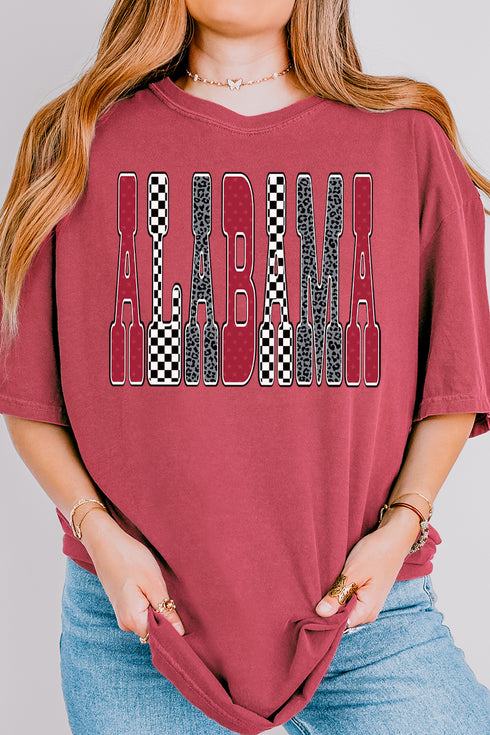 Checkered & Cheetah Alabama Comfort Colors Adult Ring-Spun Cotton Tee