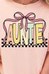 Checkered Bow Auntie Comfort Colors Adult Ring-Spun Cotton Tee
