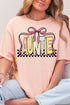 Checkered Bow Auntie Comfort Colors Adult Ring-Spun Cotton Tee