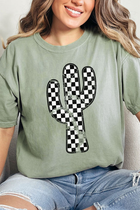 Checkered Cactus Comfort Colors Adult Ring-Spun Cotton Tee