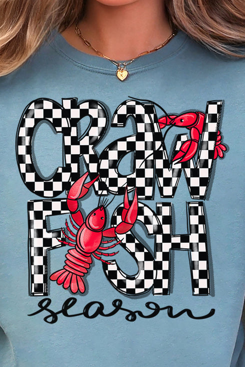 Checkered Crawfish Season Comfort Colors Adult Ring-Spun Cotton Tee
