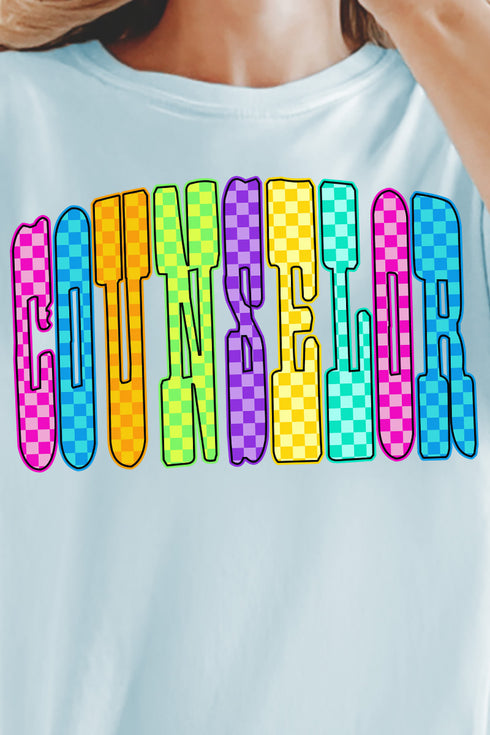 Checkered Glow Counselor Comfort Colors Adult Ring-Spun Cotton Tee