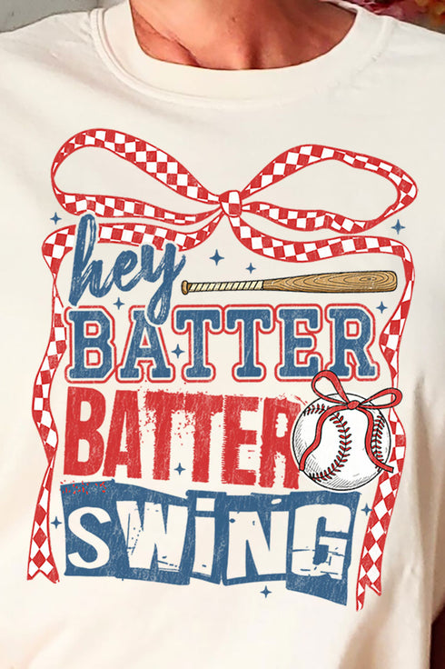 Checkered Hey Batter Batter Comfort Colors Adult Ring-Spun Cotton Tee