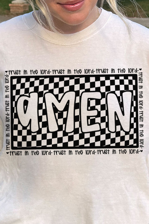 Checkered Trust In The Lord Comfort Colors Adult Ring-Spun Cotton Tee