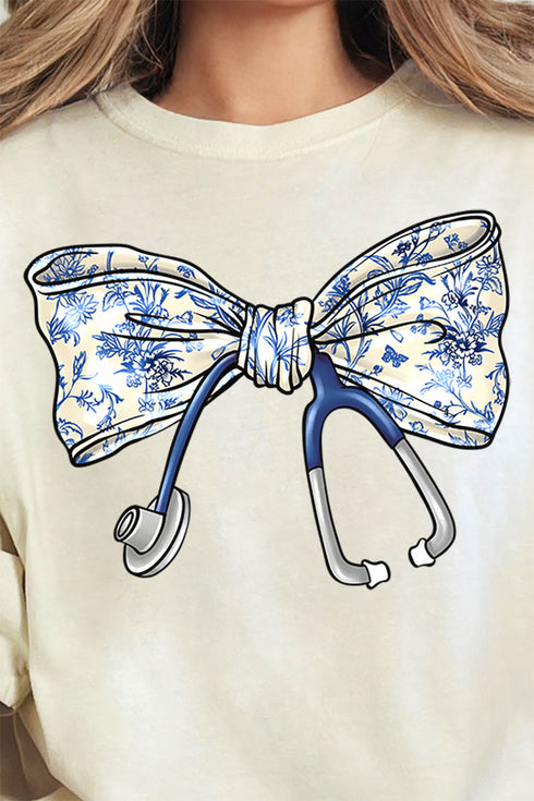 Chinoiserie Stethoscope Bow Comfort Colors Adult Ring-Spun Cotton Tee
