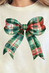 Christmas Plaid Coquette Bow Comfort Colors Adult Ring-Spun Cotton Tee