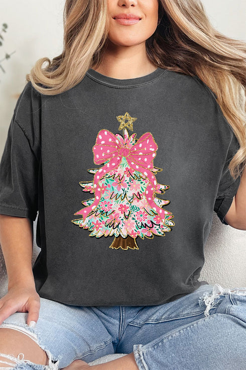 Christmas Tree Preppy Blossom Comfort Colors Adult Ring-Spun Cotton Tee